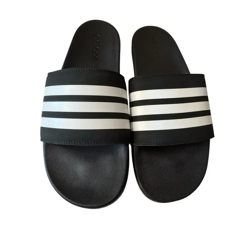 Adidas NEW Adilette Black & White Comfort Slides Sandals Men Size 12